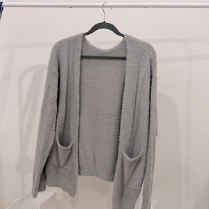 Grey fuzzy cardigan